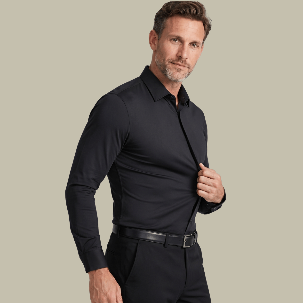 Chemise sans repassage Maison Firmin portée en situation business